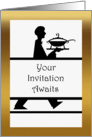Dinner Party Invitation, Formal Waiter with Soup Tureen card