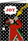 Christmas Joy Blowing the Trumpet with Cute Horn Blower card