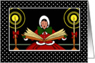 Christmas, Girl Singing from Large Songbook, Polka Dot Snow card