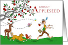 Johnny Appleseed Day with Animals and Apple Tree card