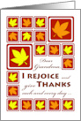 I Rejoice Thanksgiving for Grandma with Autumn Leaf Tiles card