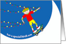 Christmas for Birth Son with Skateboarding Boy with Lights card