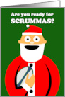 Scrummas Christmas Rugby Santa Claus with Rugby Ball card