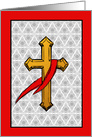 Deacon Blank Notecard, Golden Cross with Red Stole Sash card