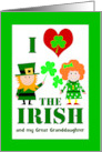 Great Granddaughter St Patricks Day Custom Front Cute Characters card
