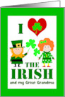 Great Grandma St Patricks Day Custom Front I Heart the Irish card