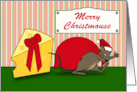 Merry Christmouse with Cute Santa Mouse and Cheese with Bow card