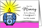 Wife Custom Yahrzeit with Jewish Memorial Candle Illustration card