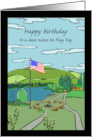 Birthday on Flag Day for a Niece with Flag on Flag Pole at Lake card