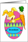 Custom Front Easter for Grandson with Bunny and Big Carrot card