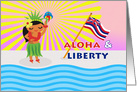 Hawaiian Independence Day, Hula Dancer with Torch card