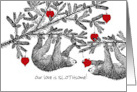 Our Love is Slothsome Romantic Sloths with Hearts Custom Front card