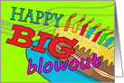 Big Blowout Birthday, Words and Cake Blowing Away card