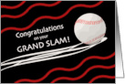 Congratulations on your Grand Slam with Baseball and Action Lines card