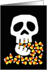 Funny Halloween with Skull Eating Candy Corn card