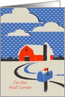 Christmas for Mail Carrier, Red Barn, Mailbox in Snow card