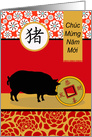 Tet, Vietnamese New Year, Pig with Coin, Chuc Mung Nam Moi card