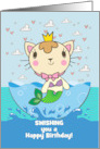 Swishing You a Happy Birthday with a Cute Merkitten or Purrmaid card