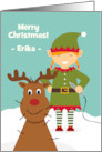 Cute Christmas for Electrologist with Reindeer and Female Elf card