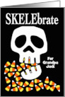 Skelebrate Halloween Custom Front for Grandpa Jack with Candy Corn card