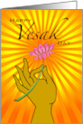 Happy Vesak Day Pink Lotus and Buddha Hand with Energy Rays card