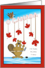 O Canada Day for Friend Custom Front with Beaver Hockey Theme card