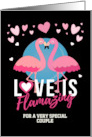 Couple Valentine’s Day Custom Front with a Pair of Flamingos card