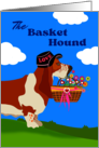 Valentine’s Day with Cute Basket Basset Hound with Hearts and Flowers card