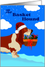 Christmas with Cute Basket Basset Hound with Holiday Basket card