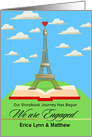 We are Engaged Custom Front Eiffel Tower with Heart and Storybook card