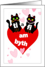 Welsh St Dwynwen’s Day with Cute Black Cat Couple Ti a Fi am Byth card