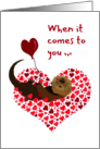 Cute Otter Valentines Day Swimming in Hearts Im All In card