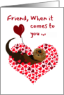 For Friend Valentines Day with Otter Swimming in Hearts Im All In card