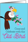 75th Birthday Party Invitation with Funny Female Vulture Old Bird card