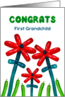 Your First Grandchild Congratulations with Bright Flower Balloons card
