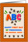 For Grandson First Day of Preschool with Bees and Add a Name card
