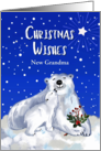 New Grandma Christmas Wishes with Baby Polar Bear Giving a Kiss card