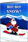 Grandson Christmas Santa on Snowboard with Gift and Ho Ho Snow card