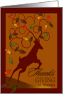 Grandpa Thanksgiving Leaping Deer with Fall Leaves on Antlers card