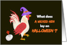 Funny Halloween with Wicked Hen and Deviled Egg Cracking Open card