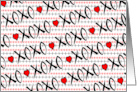 Valentine Hugs and Kisses with XOXO and Red Hearts card