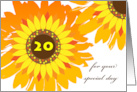 Daughter 20th Birthday Sunflowers in Bright and Colorful Design card