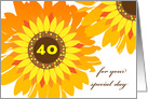 For Friend 40th Birthday Sunflowers Bright and Colorful Illustration card