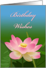 Birthday for Girlfriend with Pink Sacred Lotus Digital Painting card