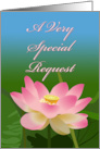 Be My Bridesmaid Invitation with Pink Lotus Flower and Greens card