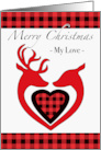 Merry Christmas for Boyfriend with Buck and Doe Plaid Design card