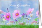 Grandma Birthday with Pretty Flowers in a Grassy Meadow card