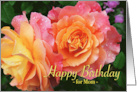 Mom Birthday from Son with Variegated Peach and Pink Roses card