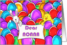 For Nonna Easter with Chick and Bunny Surrounded by Dyed Eggs card