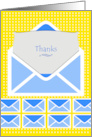 Thank You With Blue Envelope and Gray Paper with White Polka Dots card